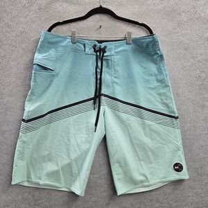 ...lost Men Shorts 34 Aqua Swimwear Solid Striped Boardshort Cargo Logo 11"